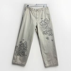 Vtg Calvin Klein Khaki Pants Men's 30x28 Tan Flat Front Enzyme Wash Hand Painted
